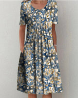 Hellblau mit Blumenmuster